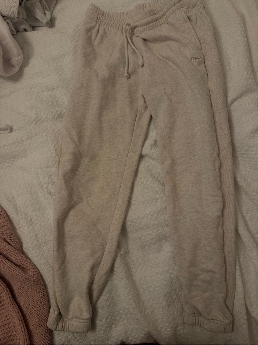 Women’s Beige Jogger Sweatpants with Drawstring Waist